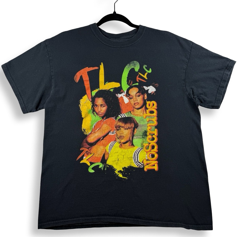 TLC No Scrubs Graphic T Shirt Black Adult Unisex Music Tee Size L XL